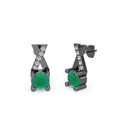 Taşlı Daire X Küpe - Kök zümrüt ve swarovski 925 ayar siyah rodyum kaplama gümüş küpe #vuk0fb