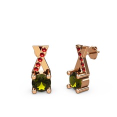 Taşlı Daire X Küpe - Peridot ve garnet 18 ayar rose altın küpe #w4o5hi