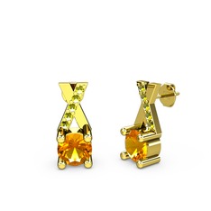 Sitrin ve peridot 14 ayar altın küpe