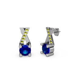Lab safir ve peridot 18 ayar beyaz altın küpe