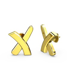 X Küpe - 18 ayar altın küpe #10dra6c