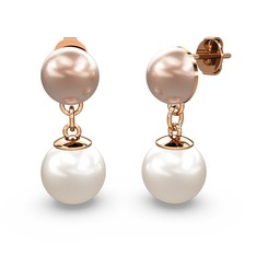 Norn İnci Küpe - Inci ve pembe inci 925 ayar rose altın kaplama gümüş küpe #1p2bl8v