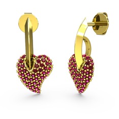 Rodolit garnet 18 ayar altın küpe