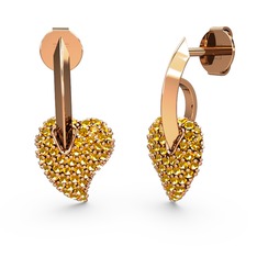 Mira Kalp Küpe - Sitrin 14 ayar rose altın küpe #strafa