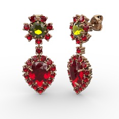 Seranta Damla Küpe - Garnet ve peridot 925 ayar rose altın kaplama gümüş küpe #1095mfk