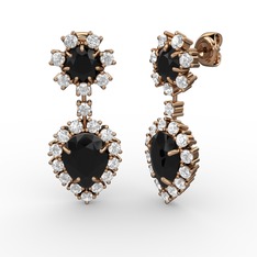 Seranta Damla Küpe - Siyah zirkon ve swarovski 925 ayar rose altın kaplama gümüş küpe #11jovy9