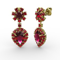 Rodolit garnet ve garnet 925 ayar altın kaplama gümüş küpe
