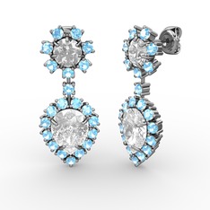 Seranta Damla Küpe - Beyaz zirkon, akuamarin ve swarovski 925 ayar gümüş küpe #12lbi3a