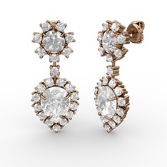 Seranta Damla Küpe - Swarovski, pırlanta ve beyaz zirkon 925 ayar rose altın kaplama gümüş küpe (0.792 karat) #12qpmtr