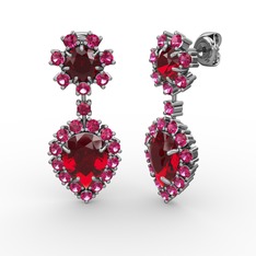 Seranta Damla Küpe - Garnet ve rodolit garnet 14 ayar beyaz altın küpe #13bkt1i
