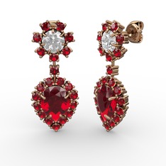Garnet ve swarovski 925 ayar rose altın kaplama gümüş küpe
