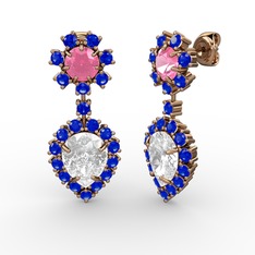Seranta Damla Küpe - Swarovski, lab safir ve pembe kuvars 14 ayar rose altın küpe #15f5yog