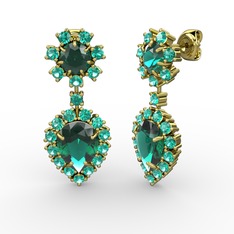 Seranta Damla Küpe - Yeşil kuvars 14 ayar altın küpe #17g2e12