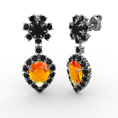 Seranta Damla Küpe - Sitrin ve siyah zirkon 925 ayar gümüş küpe #193k2oq