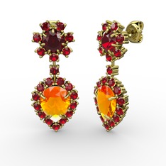 Sitrin ve garnet 8 ayar altın küpe