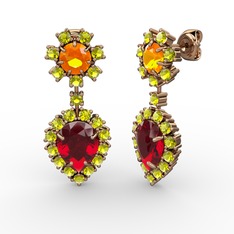Seranta Damla Küpe - Garnet, peridot ve sitrin 925 ayar rose altın kaplama gümüş küpe #1dtb5wk