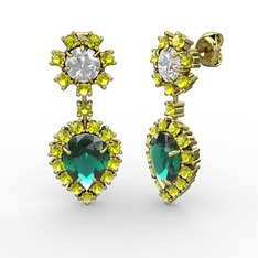 Seranta Damla Küpe - Yeşil kuvars, peridot ve beyaz zirkon 18 ayar altın küpe #1ft2kvv