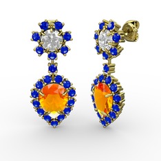 Seranta Damla Küpe - Sitrin, lab safir ve swarovski 8 ayar altın küpe #1h17wkz