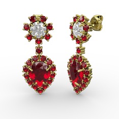 Seranta Damla Küpe - Garnet ve swarovski 14 ayar altın küpe #1ivqxa5