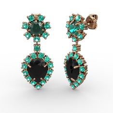 Seranta Damla Küpe - Siyah zirkon ve yeşil kuvars 925 ayar rose altın kaplama gümüş küpe #1j3mcc9