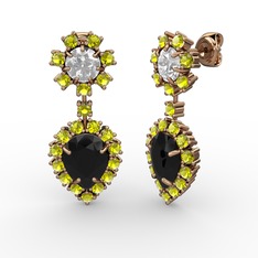 Seranta Damla Küpe - Siyah zirkon, peridot ve swarovski 925 ayar rose altın kaplama gümüş küpe #1jz69wq