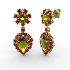 Peridot ve garnet 8 ayar altın küpe