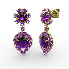 Ametist 925 ayar altın kaplama gümüş küpe