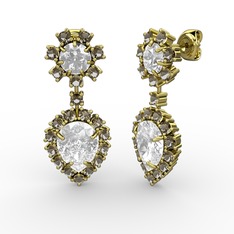 Seranta Damla Küpe - Beyaz zirkon, dumanlı kuvars ve swarovski 18 ayar altın küpe #1lxrl5s