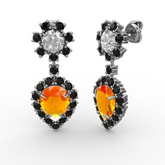 Seranta Damla Küpe - Sitrin, siyah zirkon ve swarovski 18 ayar beyaz altın küpe #1lz3qs9