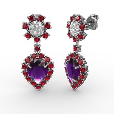 Seranta Damla Küpe - Ametist, garnet ve swarovski 925 ayar gümüş küpe #1mpbluj