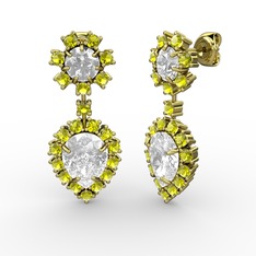 Seranta Damla Küpe - Beyaz zirkon ve peridot 18 ayar altın küpe #1mqj4v8