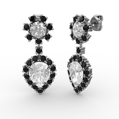 Seranta Damla Küpe - Swarovski, siyah zirkon ve beyaz zirkon 18 ayar beyaz altın küpe #1n71fja