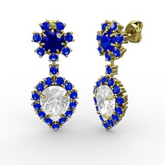 Seranta Damla Küpe - Swarovski ve lab safir 925 ayar altın kaplama gümüş küpe #1oj88h5