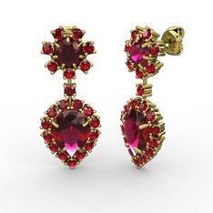 Seranta Damla Küpe - Rodolit garnet ve garnet 925 ayar altın kaplama gümüş küpe #1oqej6r