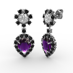 Seranta Damla Küpe - Ametist, siyah zirkon ve swarovski 925 ayar gümüş küpe #1peap5p