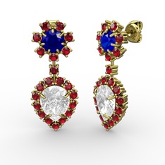 Seranta Damla Küpe - Beyaz zirkon, garnet ve lab safir 925 ayar altın kaplama gümüş küpe #1qfxpn2