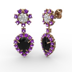 Seranta Damla Küpe - Siyah zirkon, ametist ve swarovski 18 ayar rose altın küpe #1up6toq
