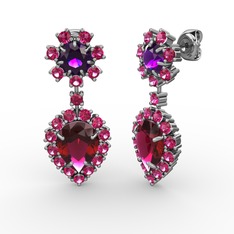 Rodolit garnet ve ametist 925 ayar gümüş küpe