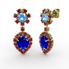 Seranta Damla Küpe - Lab safir, garnet ve akuamarin 925 ayar altın kaplama gümüş küpe #1wkn651