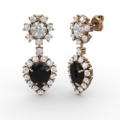 Seranta Damla Küpe - Siyah zirkon, pırlanta ve swarovski 18 ayar rose altın küpe (0.792 karat) #1x1ywt2