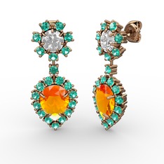 Seranta Damla Küpe - Sitrin, yeşil kuvars ve swarovski 8 ayar rose altın küpe #1y9w7vp