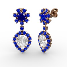 Seranta Damla Küpe - Swarovski ve lab safir 8 ayar rose altın küpe #1yfhefh