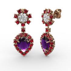 Seranta Damla Küpe - Ametist, garnet ve swarovski 925 ayar rose altın kaplama gümüş küpe #1ysiubn