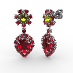 Seranta Damla Küpe - Garnet ve peridot 18 ayar beyaz altın küpe #1yu5jvo