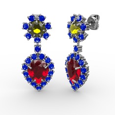 Seranta Damla Küpe - Garnet, lab safir ve peridot 925 ayar gümüş küpe #1yydn8y