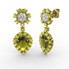 Peridot ve swarovski 925 ayar altın kaplama gümüş küpe