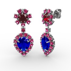 Seranta Damla Küpe - Lab safir, rodolit garnet ve garnet 18 ayar beyaz altın küpe #47u49f