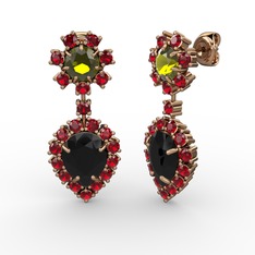 Seranta Damla Küpe - Siyah zirkon, garnet ve peridot 925 ayar rose altın kaplama gümüş küpe #a01y7q