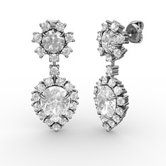 Seranta Damla Küpe - Swarovski ve beyaz zirkon 14 ayar beyaz altın küpe #a0zdbm