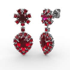 Seranta Damla Küpe - Garnet ve rodolit garnet 14 ayar beyaz altın küpe #a8eqku